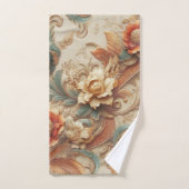 シックなエレガントクリームとレザーの花のテクスチャの外観 バスタオルセット (ハンドタオル)