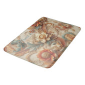 シックなエレガントクリームとレザーの花のテクスチャの外観 バスマット (アングル)