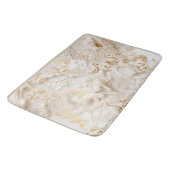 シックなエレガントクリームとレザーの花のテクスチャの外観 バスマット (アングル)