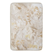 シックなエレガントクリームとレザーの花のテクスチャの外観 バスマット (正面縦)