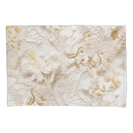 シックなエレガントクリームとレザーの花のテクスチャの外観 枕カバー