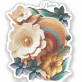 シックなエレガントクリームとレザーの花の質感 シール (正面)