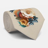 シックなエレガントクリームとレザーの花の質感 ネクタイ (ロール)