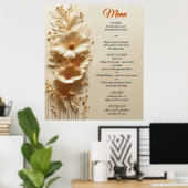 シックなエレガントクリームとレザーの花の質感 ポスター (ホームオフィス)