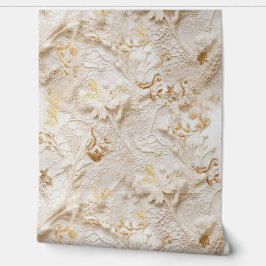 シックなエレガントクリームとレザーの花の質感 壁紙