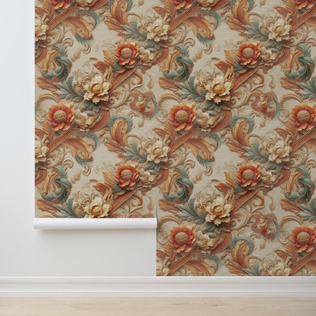 シックなエレガントクリームとレザーの花の質感 壁紙 (アプリケーション)