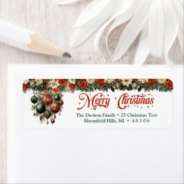 シックなエレガントグリーンと金ゴールドのクリスマスボードブル ラベル