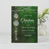 シックなエレガントグリーンオーナメントクリスマス 招待状 (スタンド正面)