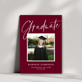 シックなエレガントスクリプト写真の卒業発表 招待状