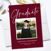 シックなエレガントスクリプト写真の卒業発表 招待状