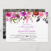 シックなエレガントバラフローラ写真の退職パーティー 招待状 (正面/裏面)