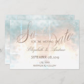 シックなエレガントバラ金ゴールドハート結婚式の日付を保存 セーブザデート (正面/裏面)