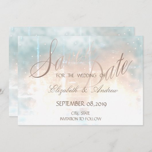 シックなエレガントバラ金ゴールドハート結婚式の日付を保存 セーブザデート (正面/裏面)