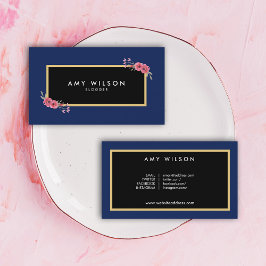 シックなエレガントブロガーのソーシャルメディアのブルーフローラ 名刺