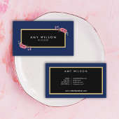 シックなエレガントブロガーのソーシャルメディアのブルーフローラ 名刺