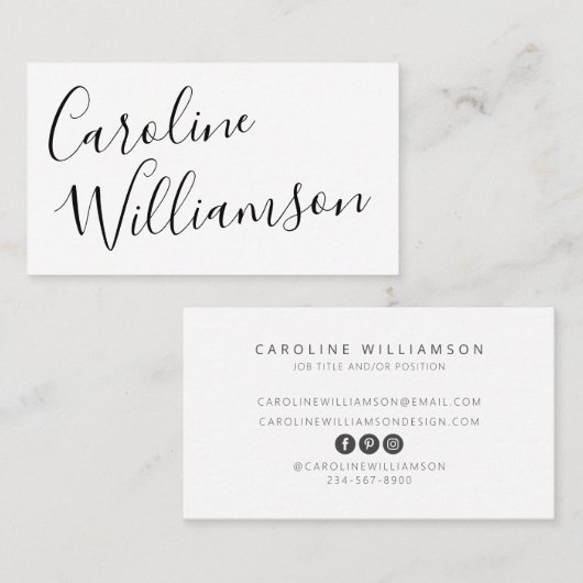 シックなエレガント台本の書道のソーシャルメディアのアイコン 名刺 (正面/裏面)