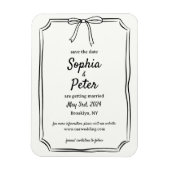 シックなエレガント弓タイムレスウェディング日付を保存 マグネット (縦)