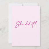 シックなエレガント彼女はホットピンクの卒業式パーティーをやった 招待状 (裏面)