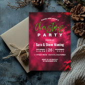 シックなエレガント緑の赤い大理石アートクリスマス 招待状