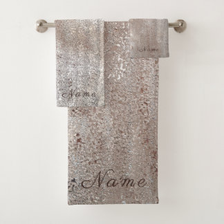 シックなエレガント茶色のフェイク金ゴールドスパークリーグリッター バスタオルセット