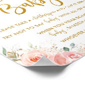 シックなエレガント赤面ピンクのフローラ言わないベビーゲーム ポスター (角)