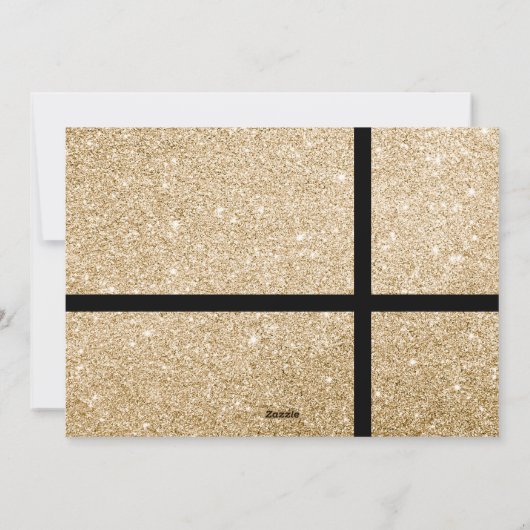 シックなエレガント金ゴールドギフトボウフォトメリークリスマス シーズンカード (裏面)