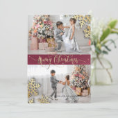 シックなエレガント金ゴールドスノーフレーク写真メリークリスマス (スタンド正面)