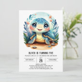 シックなエンチャントブルータートルボーイ誕生日 招待状 (スタンド正面)