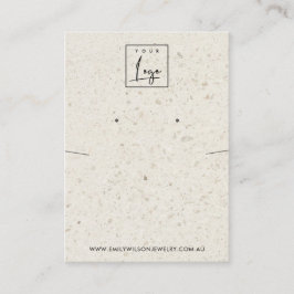 シックなオフホワイトテラゾネックレスイヤリングディスプレイ 名刺