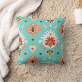 シックなオモダンレンジターコイズイカットの部族パターン クッション (ブランケット)