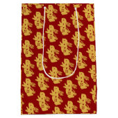 シックなオリエンタルエレガンス新年中国の金ゴールド ミディアムペーパーバッグ (裏面)