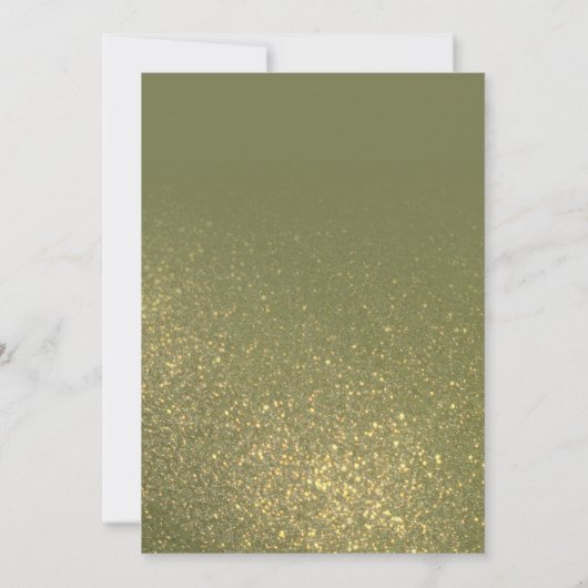 シックなオリーブグリーンスパークリーグリッターグラデーションベビーシャワー 招待状 (裏面)