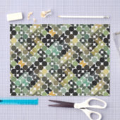 シックなオリーブグリーンタウペベージュサークルのアートパターン 薄葉紙 (クラフト)