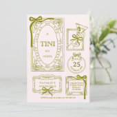 シックなオリーブラインアートA Tiniビット30歳の誕生日 招待状 (スタンド正面)