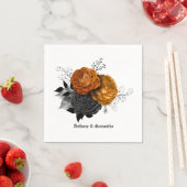 シックなオレンジとブラックのゴシッ結婚クのエレガンス スタンダードカクテルナプキン (インサイチュ)