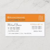 シックなオレンジとホワイトとイニシャルプロフェッショナル 名刺 (裏面)