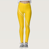 シックなオレンジイエローアンダーイ淡い色のヤーンバンドプリント レギンス (正面)