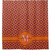 シックなオレンジグレープパープル抽象芸術花 シャワーカーテン (正面)