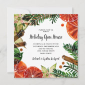 シックなオレンジスライスとシナモンクリスマス 招待状 (正面)