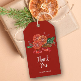 シックなオレンジスライスとシナモンスティック秋 ギフトタグ