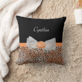 シックなオレンジチーテプリントかわいいバラボウと名前 クッション (ブランケット)