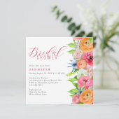 シックなオレンジピンク縁どフローラブライダルシャワー 招待状 (スタンド正面)
