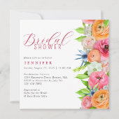 シックなオレンジピンク縁どフローラブライダルシャワー 招待状 (正面)