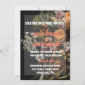 シックなオレンジフローラ結婚式招待状 招待状 (正面)