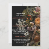 シックなオレンジフローラ結婚式招待状 招待状 (正面)