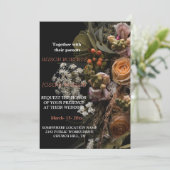 シックなオレンジフローラ結婚式招待状 招待状 (スタンド正面)