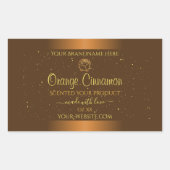 シックなオレンジブラウン製品ラベル金ゴールドグリッターバラ 長方形シール (正面)