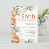 シックなオレンジ牡丹金ゴールドリーフサプライズ誕生日 招待状 (スタンド正面)