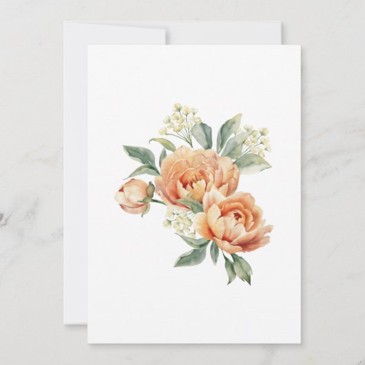 シックなオレンジ牡丹金ゴールドリーフサプライズ誕生日 招待状 (裏面)