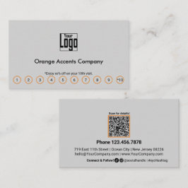 シックなオレンジ色のアクセントのロゴソーシャルメディアQRコード ロイヤリティカード